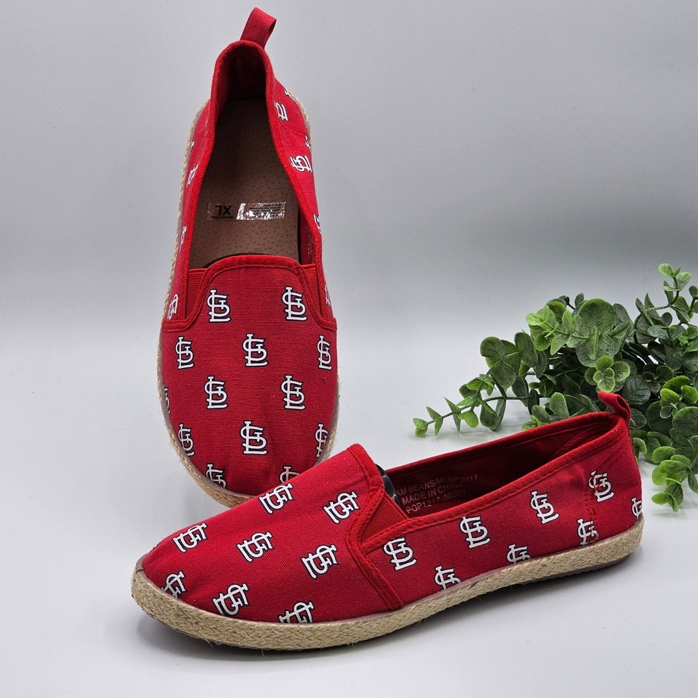 Team Beans MLB St Louis Cardinals Espadrille Slip On Shoes Women's XL 9-10‎ Red